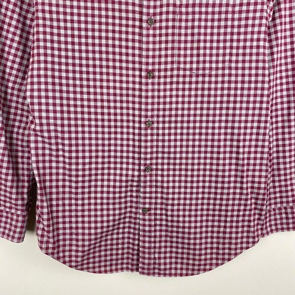 Banana Republic Luxe Flannel Slim Fit Shirt Medium Plaid Long Sleeve Red Gray - Picture 3 of 9